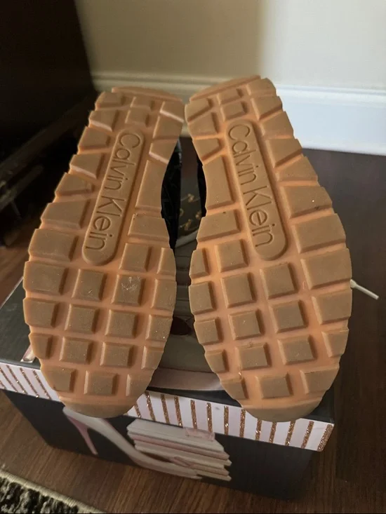 Calvin Klein Black and White Women’s Logo Lace-Up Sneakers - Picture 5 of 8